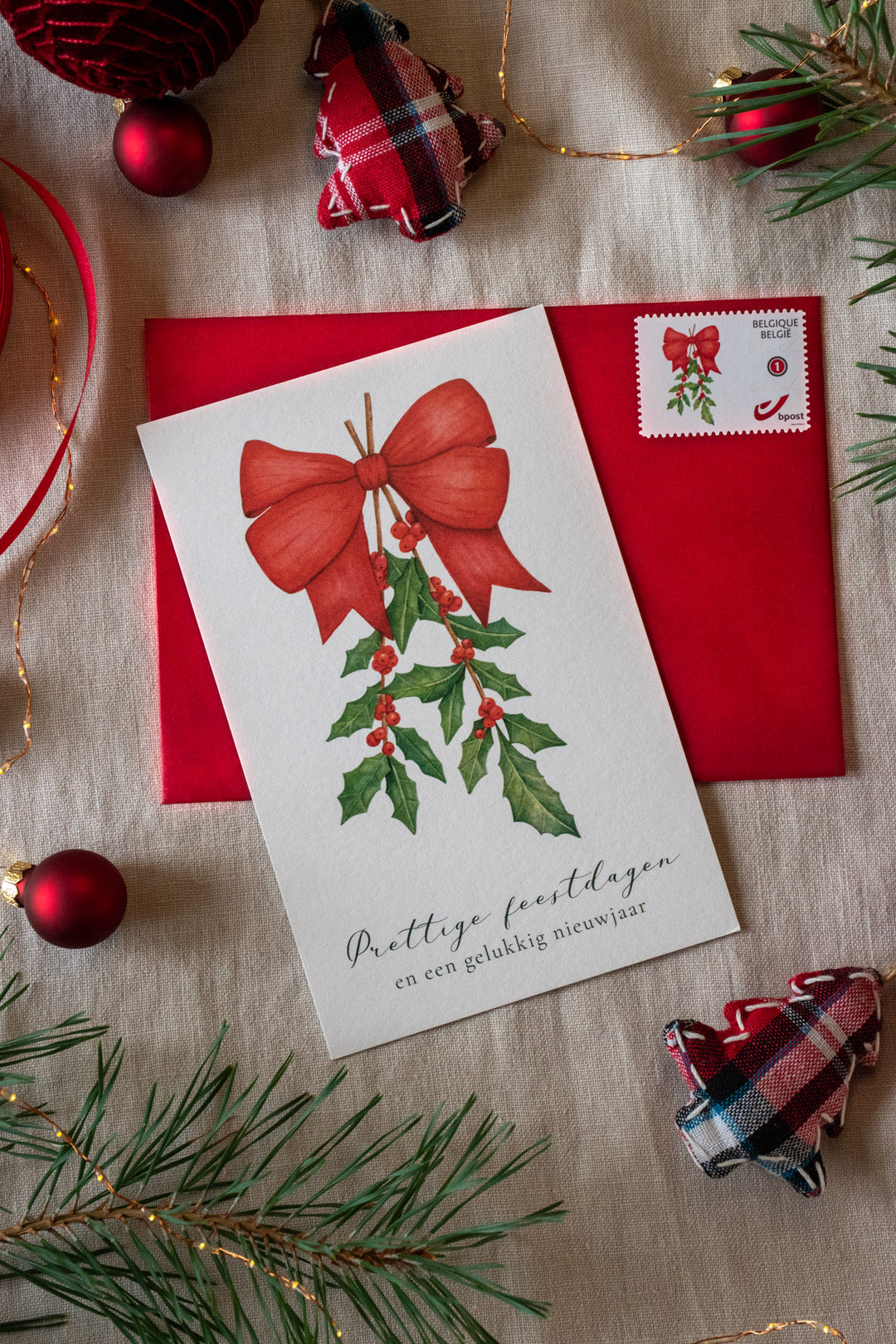 Kerstkaart: Rode Kerststrik