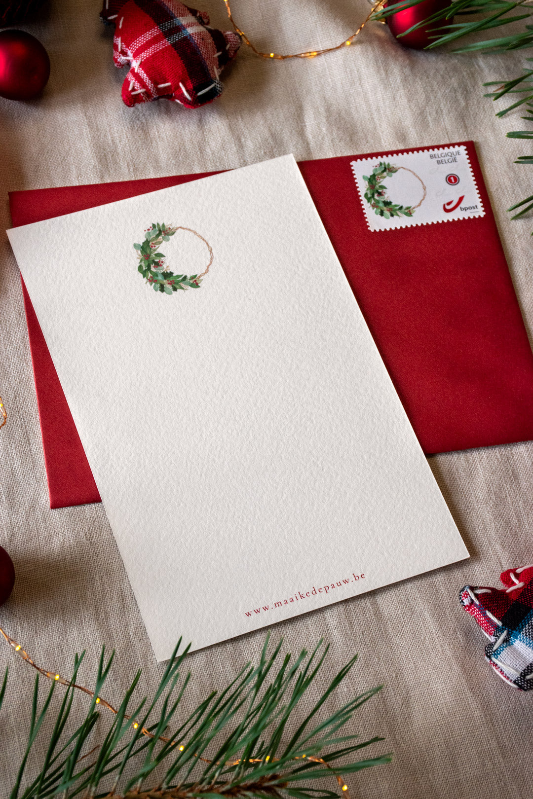 Kerstkaart: Groene Kerstkrans