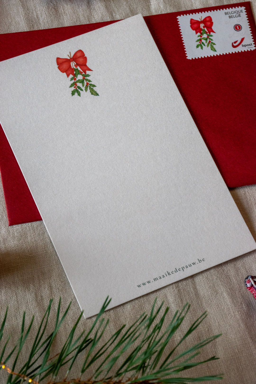 Kerstkaart: Rode Kerststrik