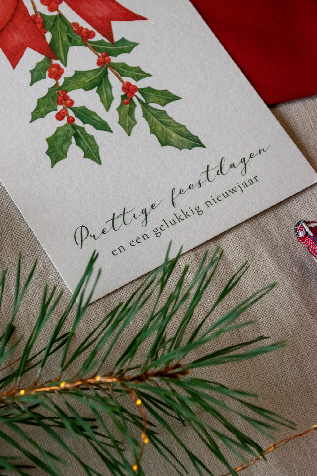 Kerstkaart: Rode Kerststrik