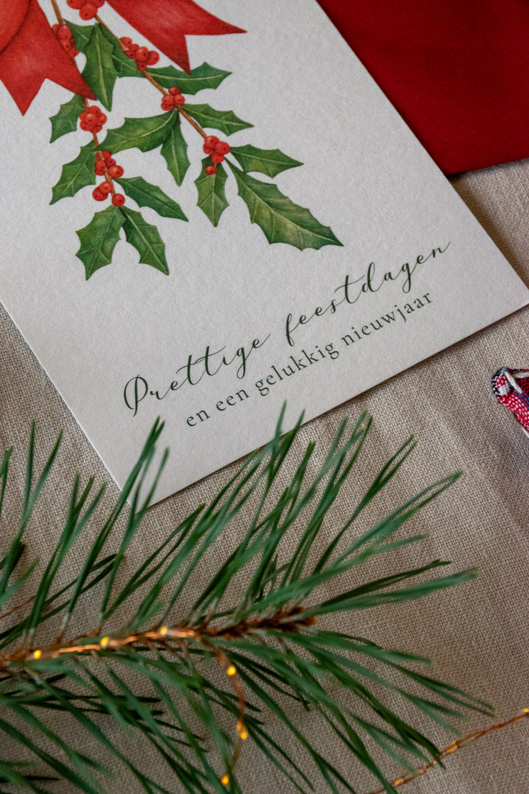 Kerstkaart: Rode Kerststrik
