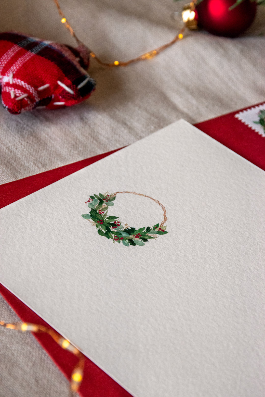 Kerstkaart: Groene Kerstkrans