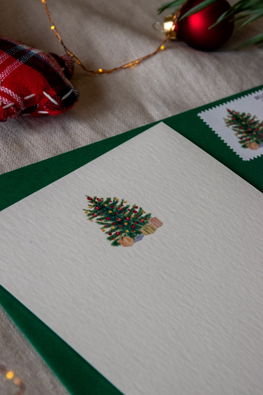 Kerstkaart: Kerstboom met goudfolie