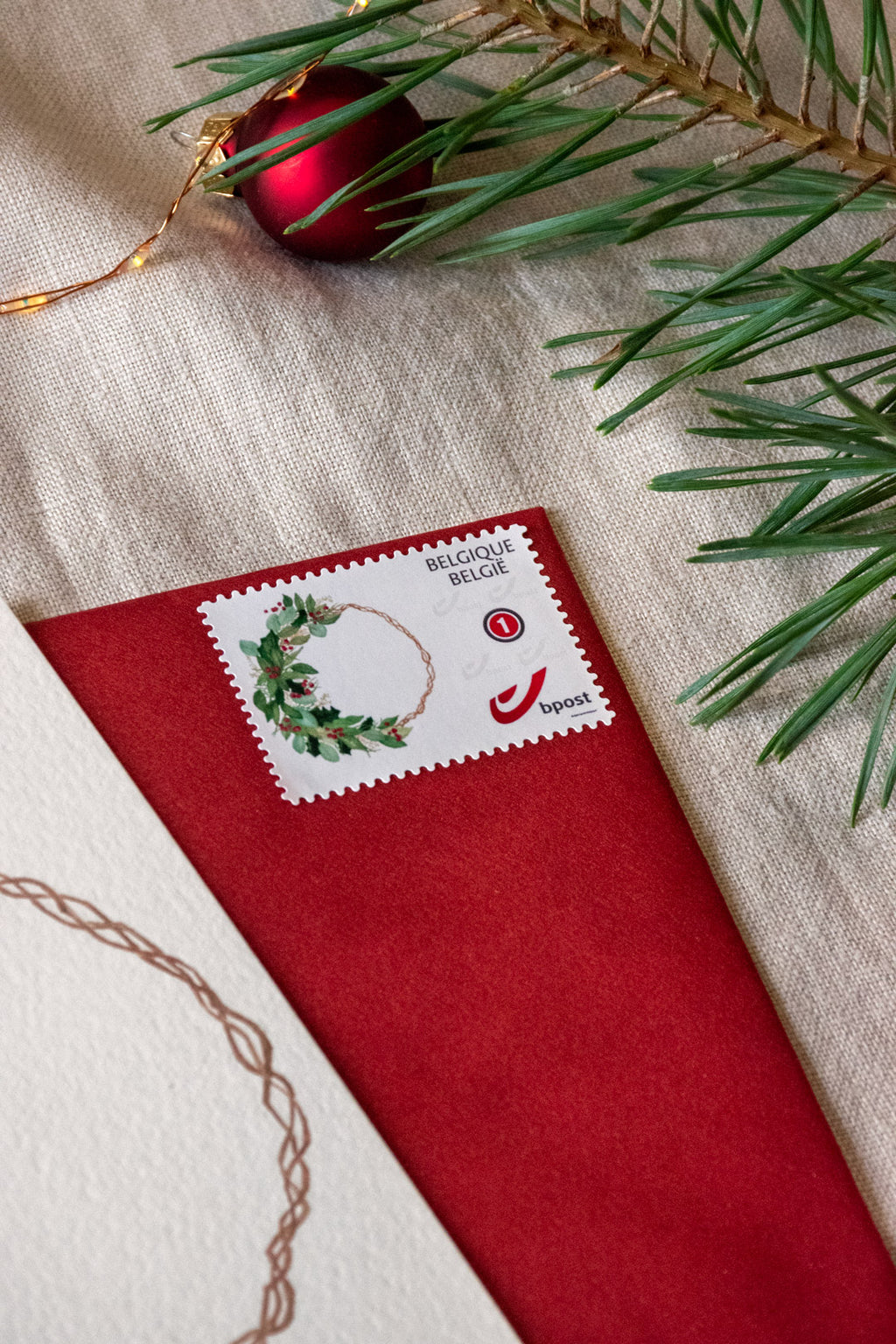 Kerstkaart: Groene Kerstkrans