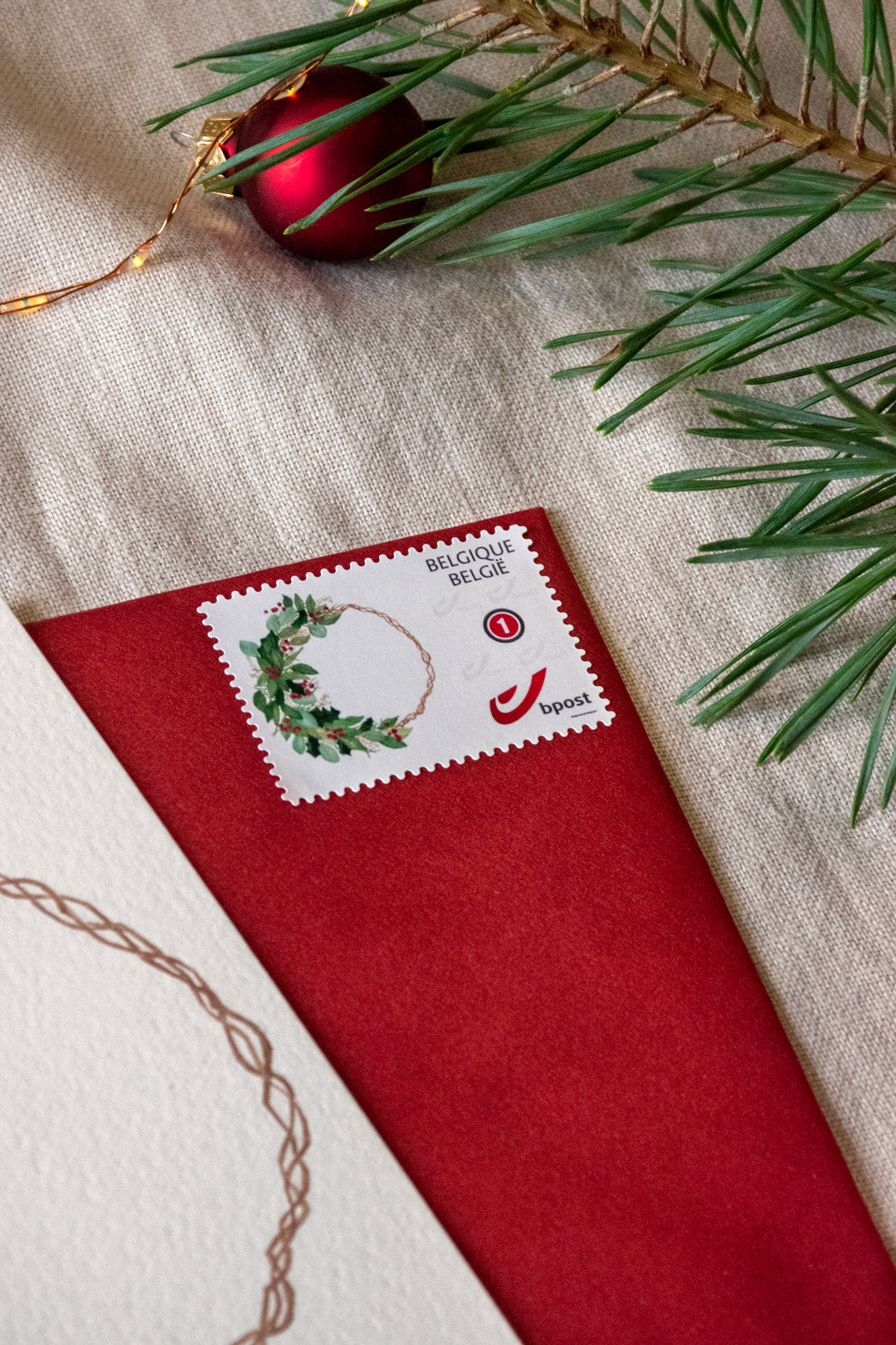 Kerstkaart: Groene Kerstkrans