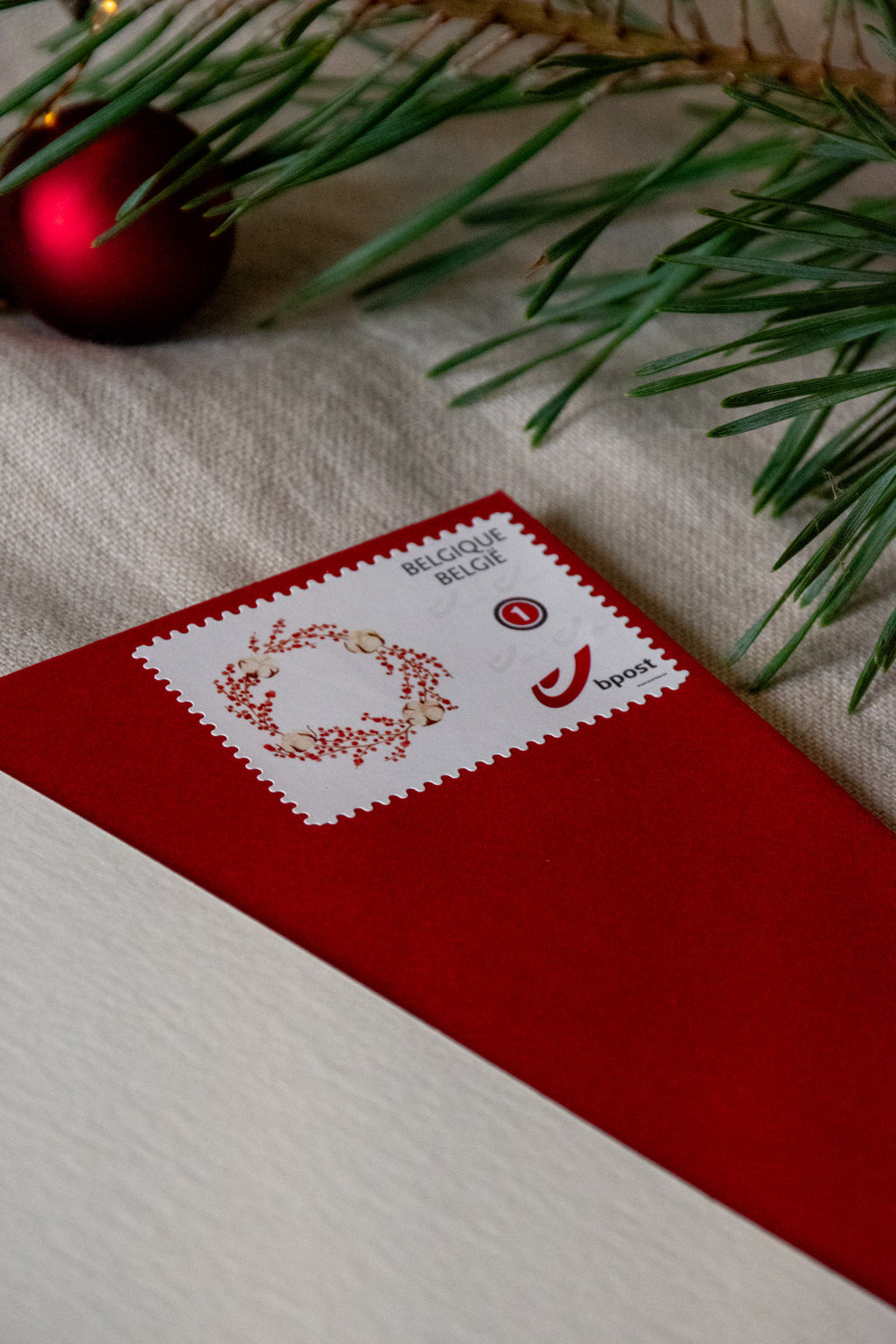 Kerstkaart: Kerstkrans Katoen met goudfolie