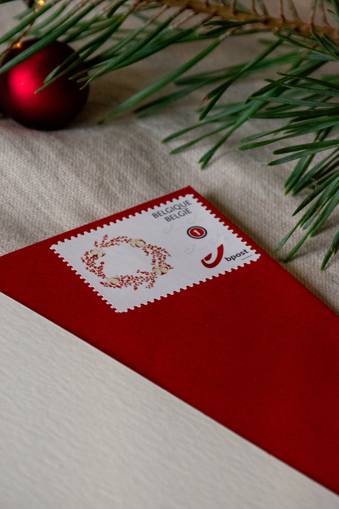 Kerstkaart: Kerstkrans Katoen met goudfolie