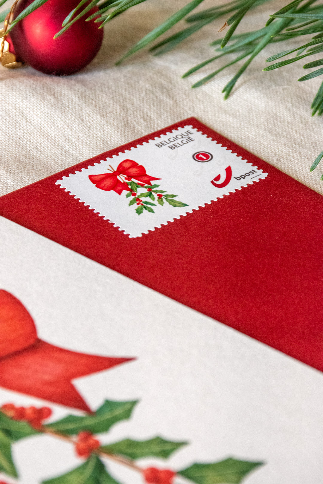 Kerstkaart: Rode Kerststrik